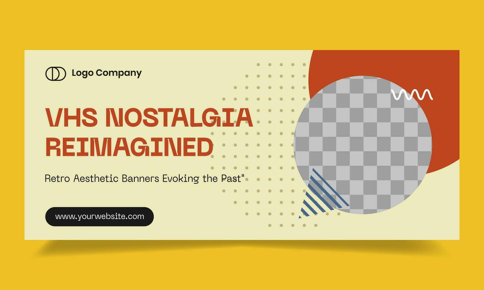Creative retro horizontal banner template. Nostalgia lofi banner for business vector