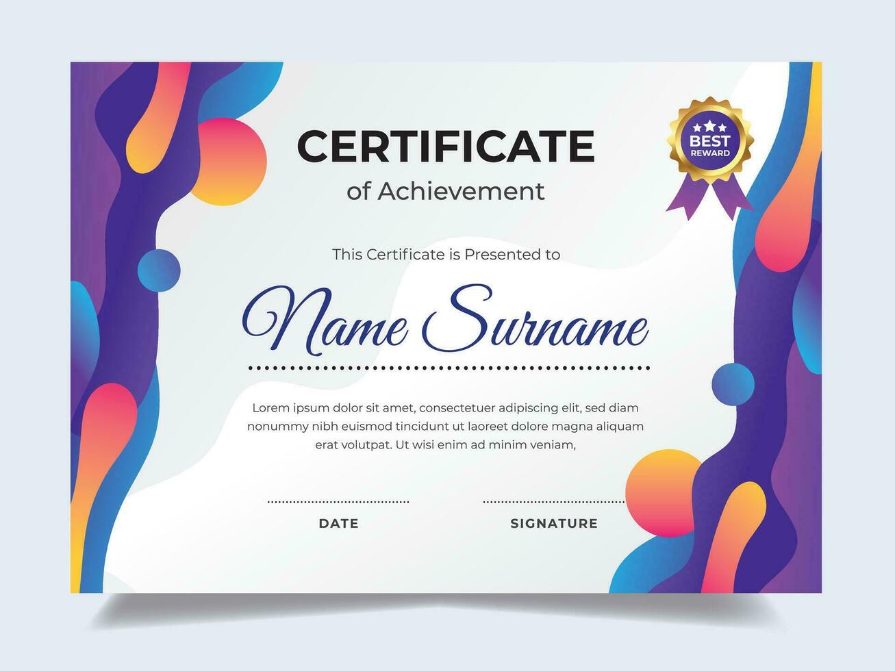 Fluid gradient certificate design template. Suitable for employee appreciation to the company vector
