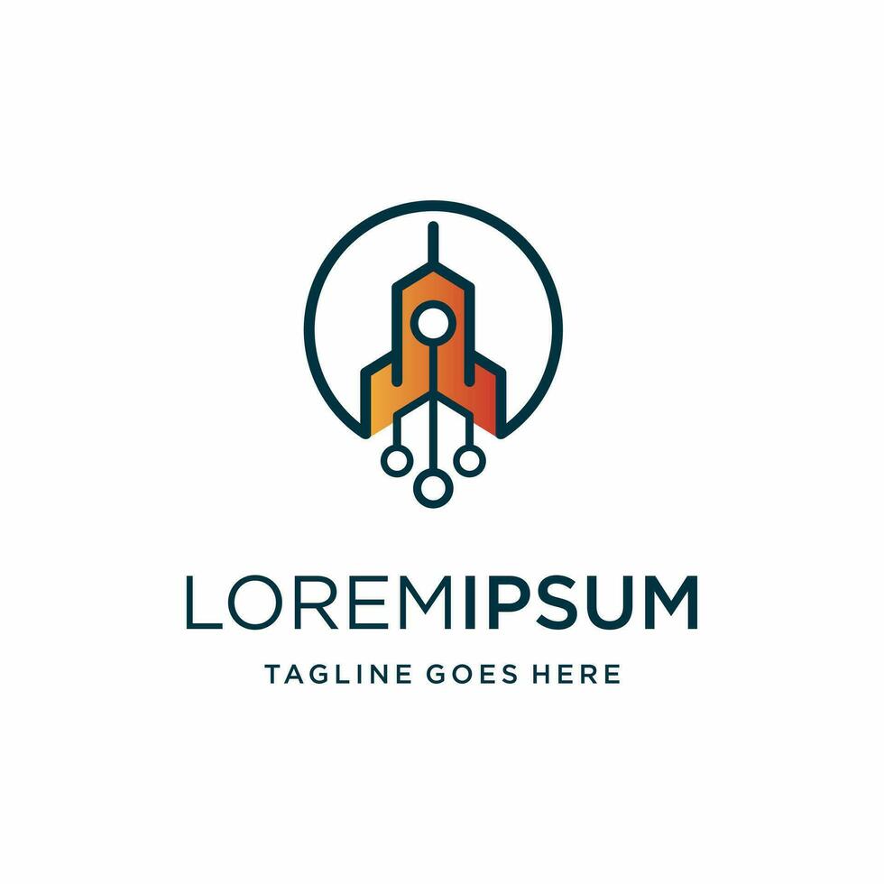 rocket icon with gradient color line art. sophistication symbol modern logo design illustration vector