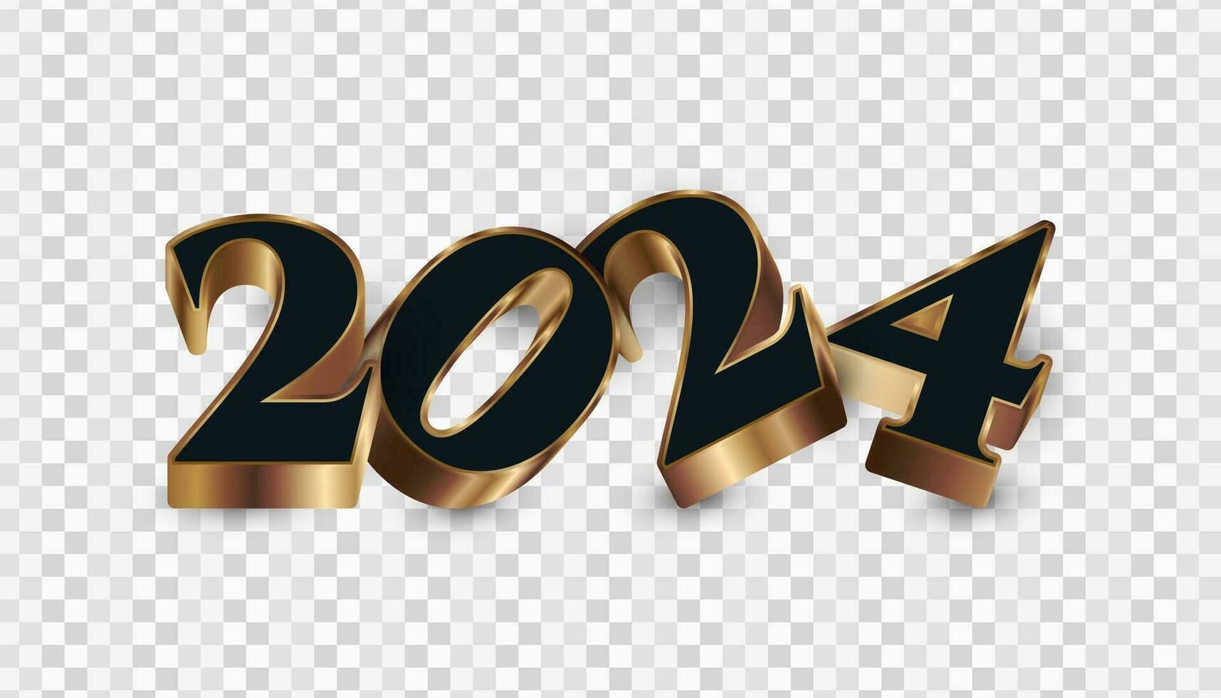 2024 in Black and Gold with 3D Style. Happy New Year 2024 Design vector