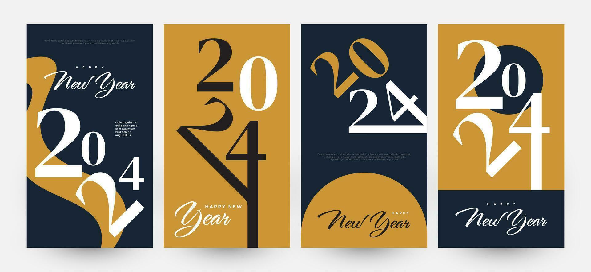 creativo y elegante 2024 contento nuevo año póster colocar. adecuado, para tarjeta, bandera, póster, volantes, cubrir, y social medios de comunicación enviar modelo vector