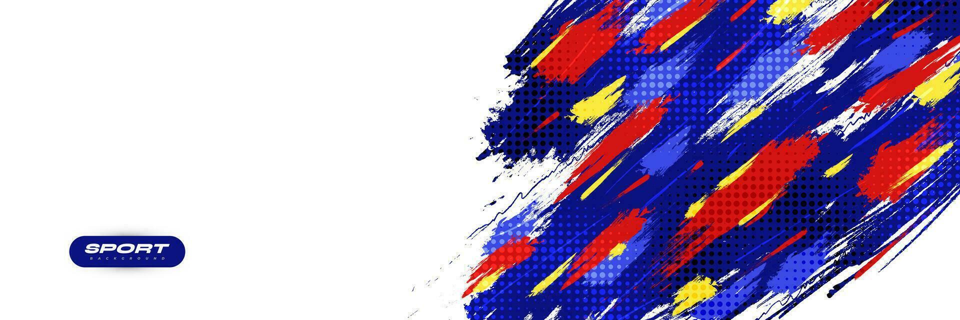 Abstract and Colorful Brush Background with Halftone Effect. Brush Stroke Illustration for Banner, Poster, or Sports Background. Scratch and Texture Elements For Design vector