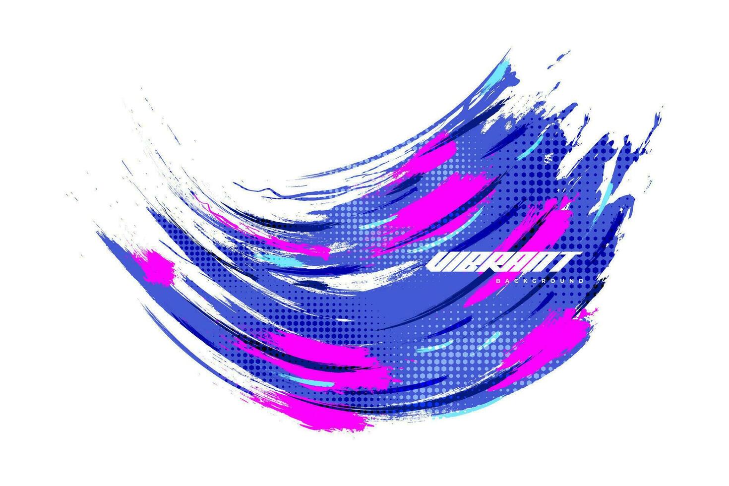 Abstract and Colorful Brush Background with Halftone Effect. Brush Stroke Illustration for Banner, Poster, or Sports Background. Scratch and Texture Elements For Design vector