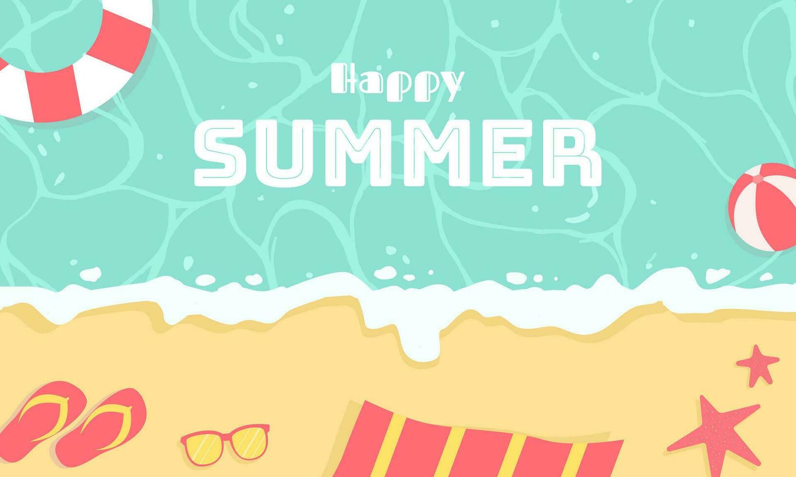 beach beautiful summer banner design background pattern. horizontal poster, greeting card, header for website. vector