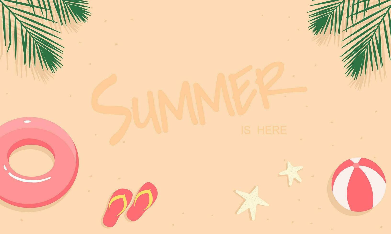 beach beautiful summer banner design background pattern. horizontal poster, greeting card, header for website. vector