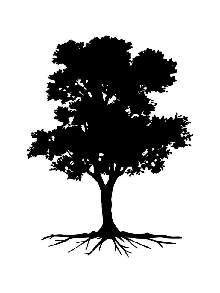 Black Branch Tree or Naked trees silhouettes. Hand drawn isolated illustrations. vector