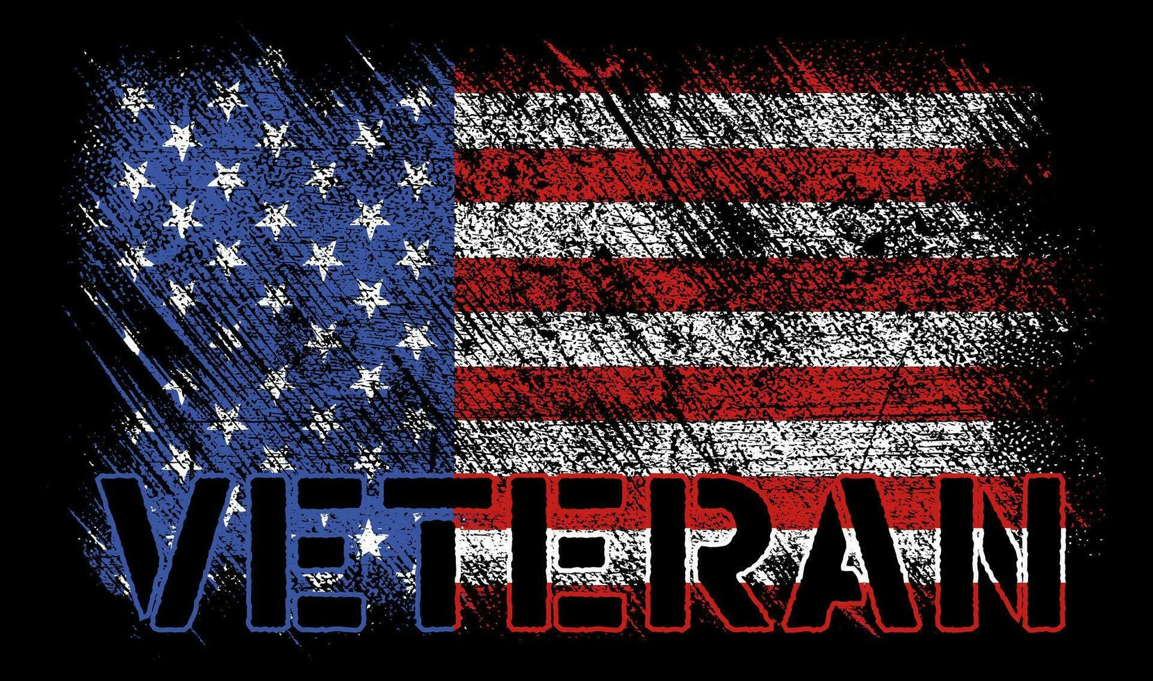 Vector abstract grunge brushed USA Flag with Veteran text