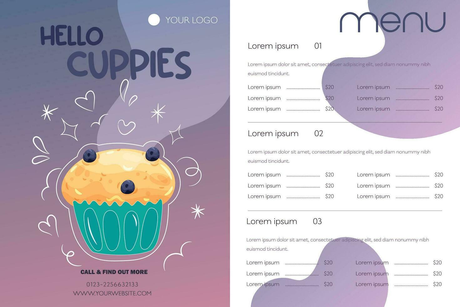 Cake and dessert cafe menu vector illustration