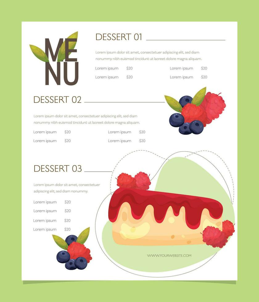 Cake and dessert cafe menu vector illustration