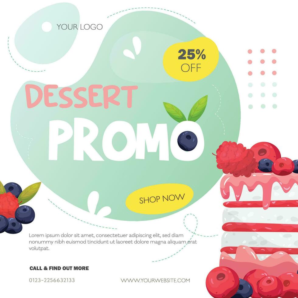 especial postre promoción instagram enviar modelo vector