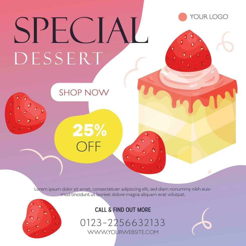 Fresh and sweet Berry cupcake instagram posttemplate vector