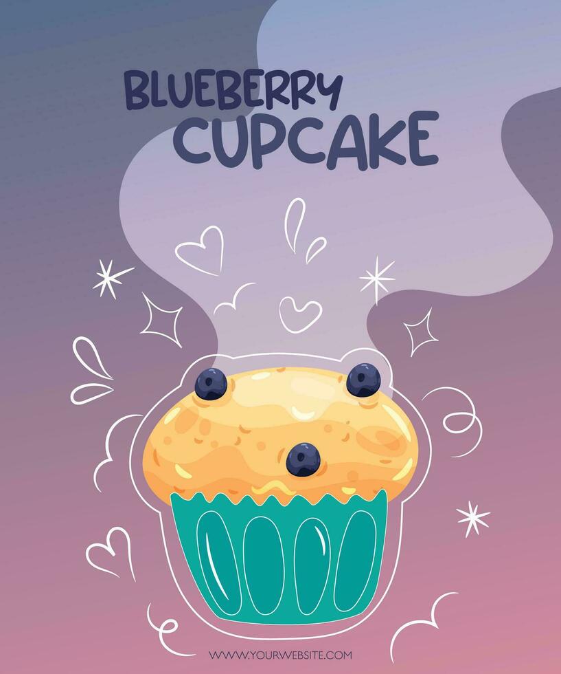 Fresh and sweet Berry cupcake instagram posttemplate vector