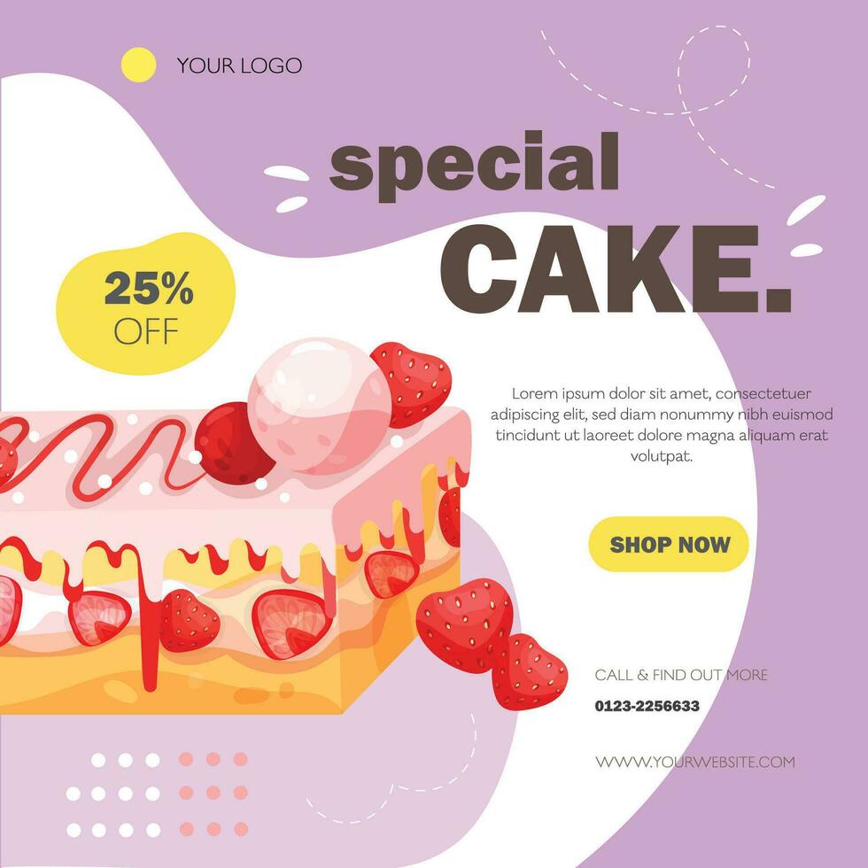 Fresh and sweet Berry cupcake instagram posttemplate vector