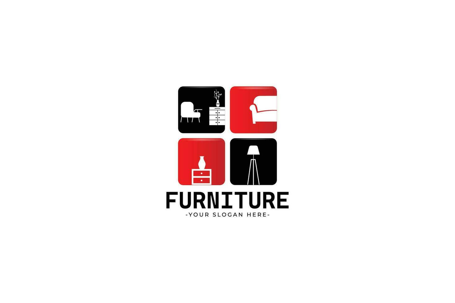 Modern house furniture logo design with lightbulb electricity vector