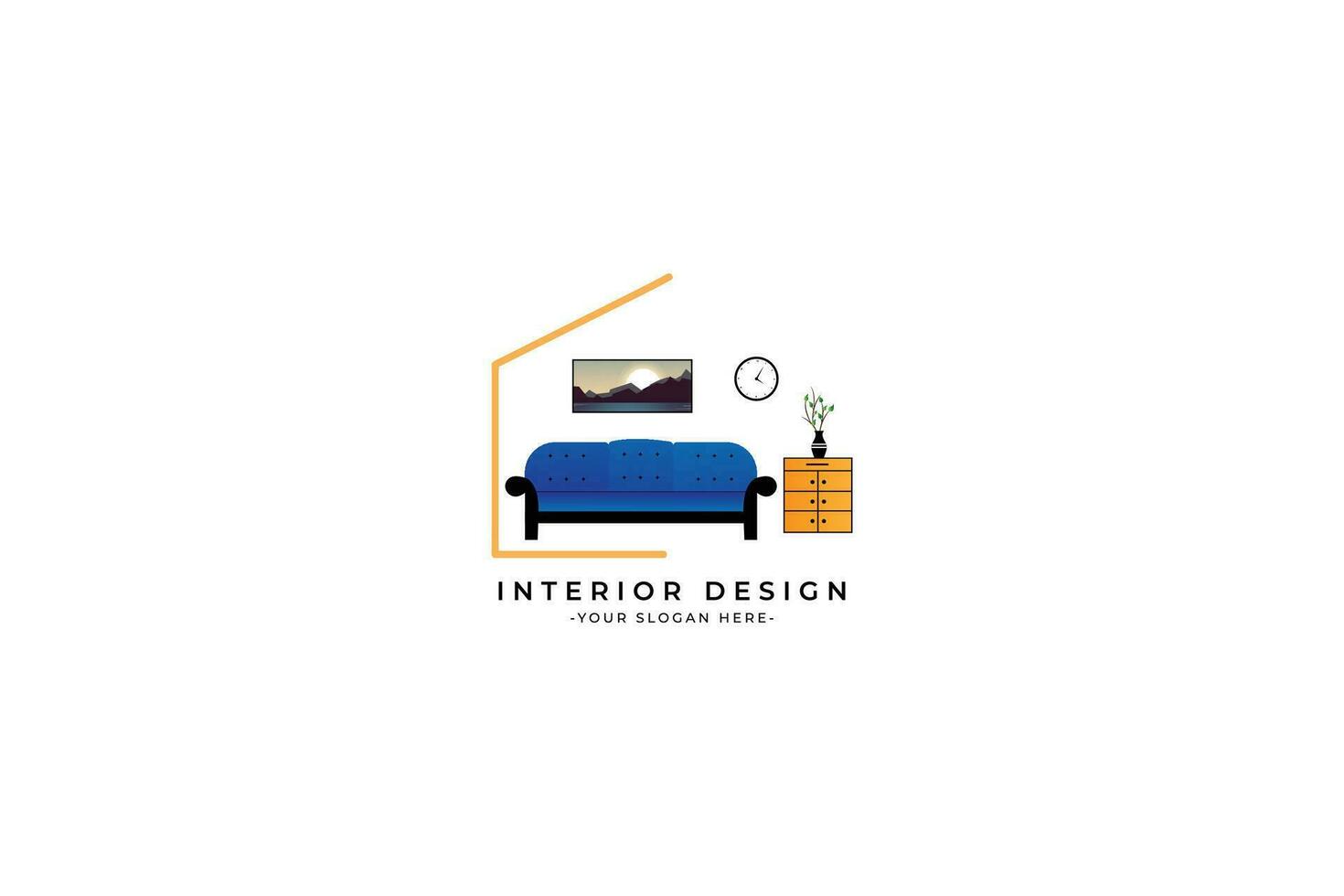interior logo design of the house room vector