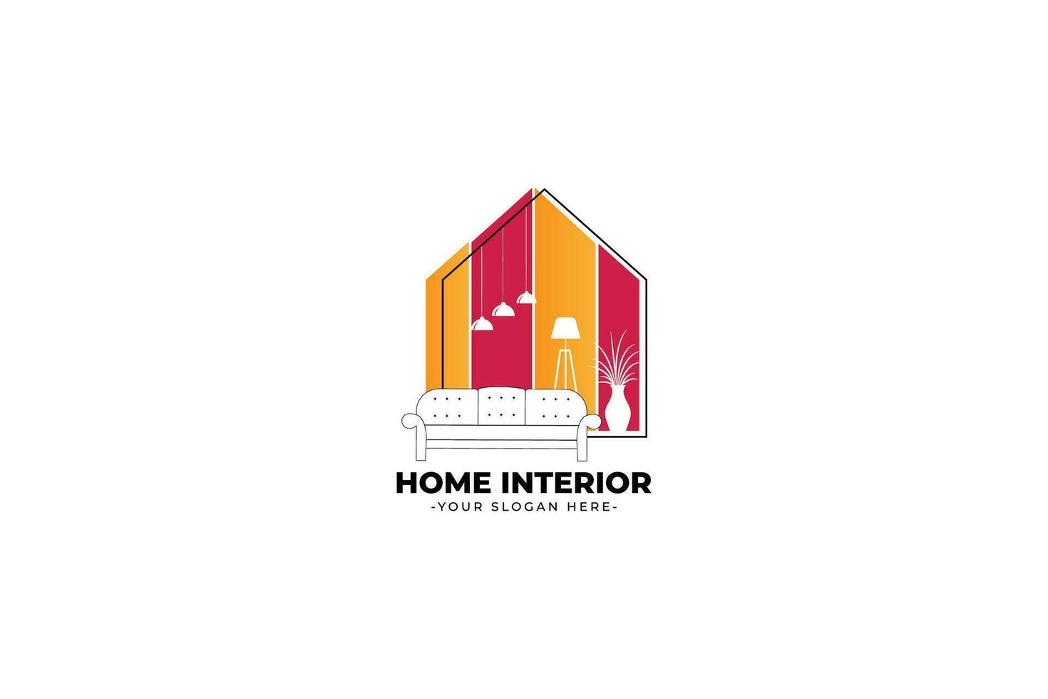 interior habitación logo diseño ilustración vector