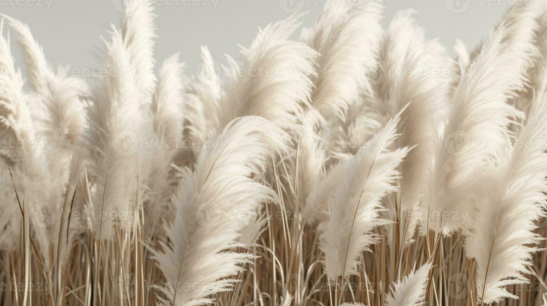 Generative AI, Pampa grass branch with sky. Abstract natural boho background of soft plants, Cortaderia selloana photo