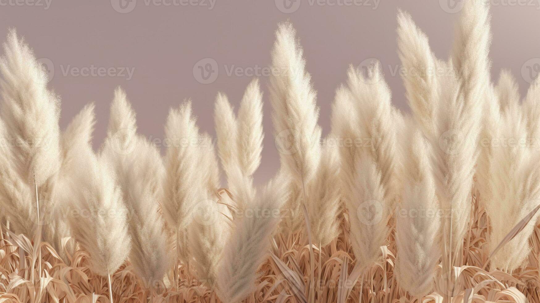 Generative AI, Pampa grass branch with sky. Abstract natural boho background of soft plants, Cortaderia selloana photo