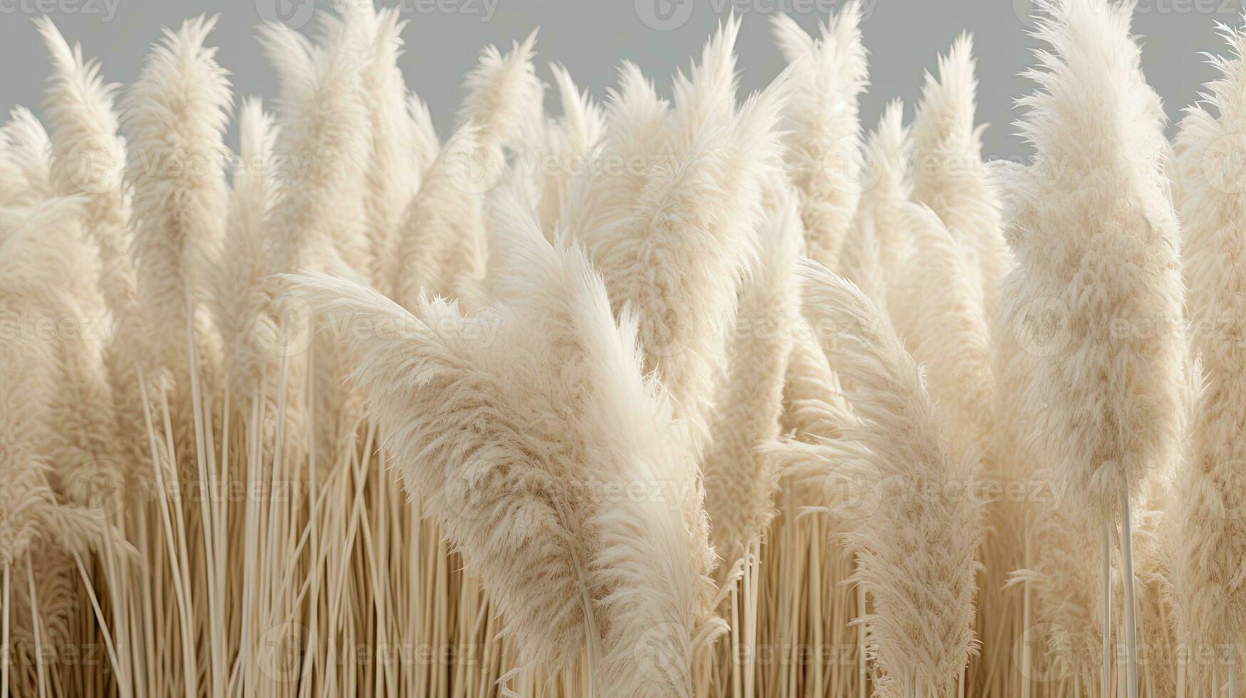 Generative AI, Pampa grass branch with sky. Abstract natural boho background of soft plants, Cortaderia selloana photo