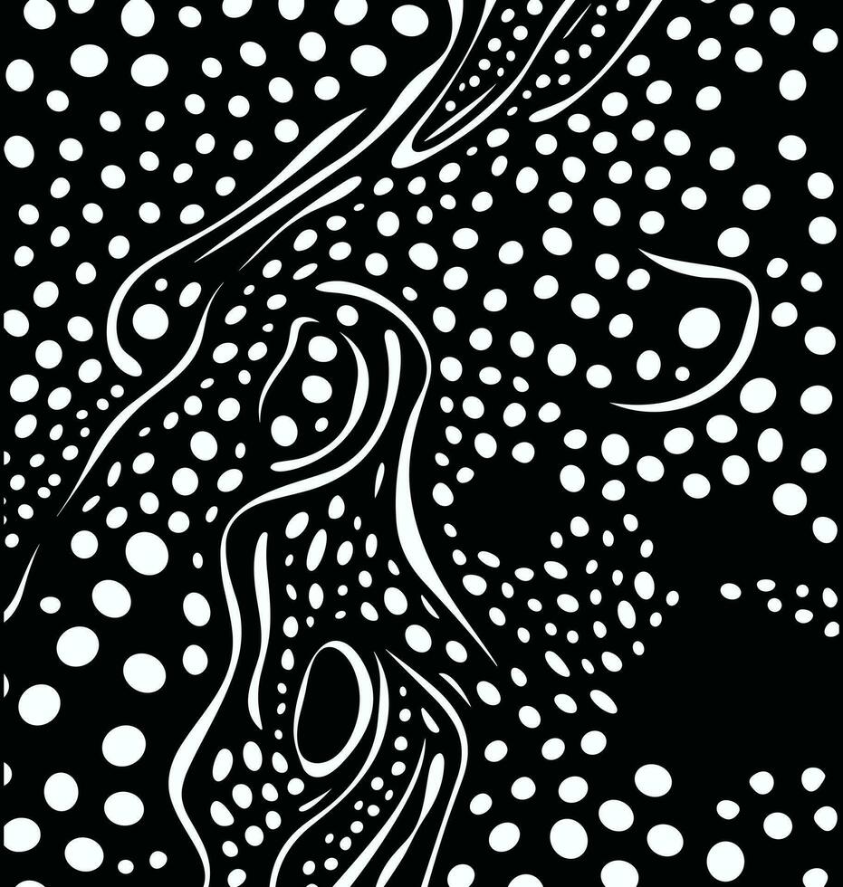 un negro y blanco aleatorio resumen patrón, en el estilo de inspirado en el sintetismo, redondeado, punteado vector