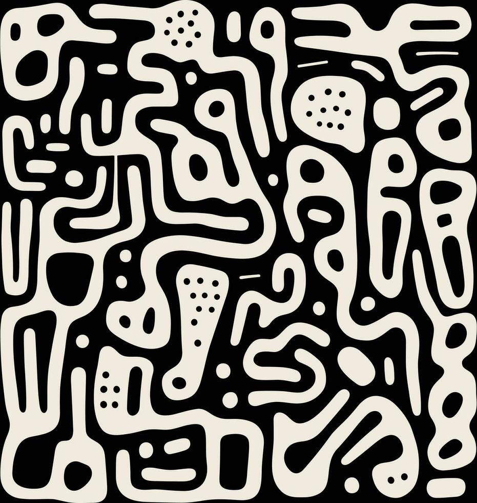 black and white geometric pattern, in the style of organic shapes and curved lines, minimalist strokes, keith haring, soft lines, abstract minimalism appreciator, thick impasto texture, bold colors vector