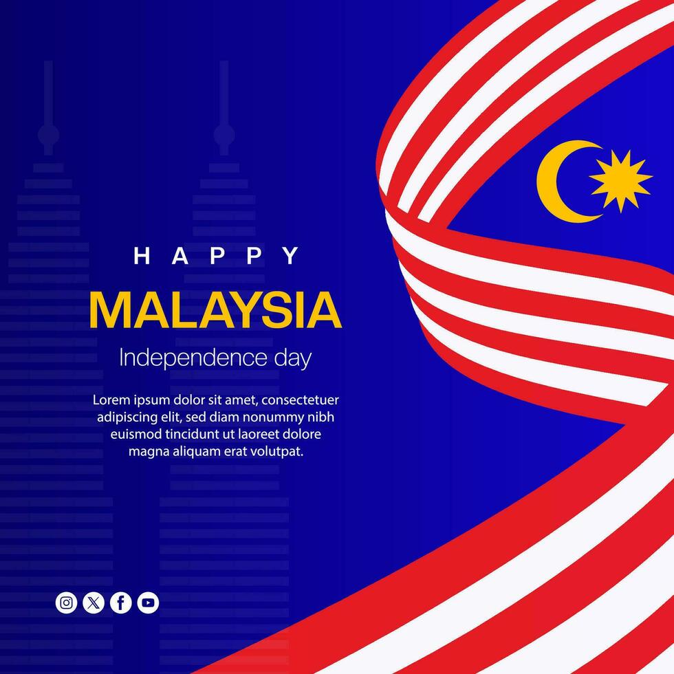 Malaysia independence day post template celebration vector