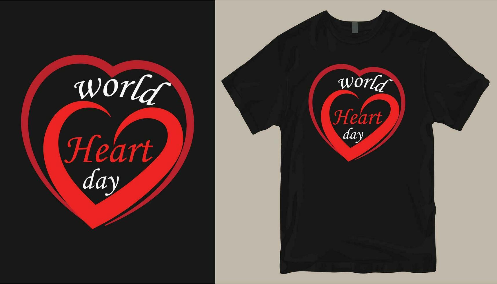mundo corazón día diseño t camisa. corazón tarjeta diseño. vector