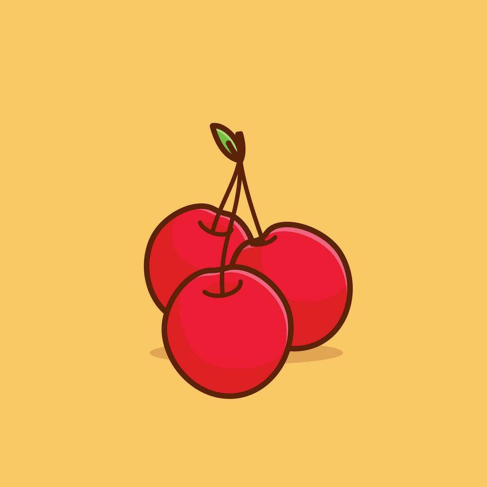 Cereza sencillo dibujos animados vector ilustración Fruta naturaleza concepto icono aislado