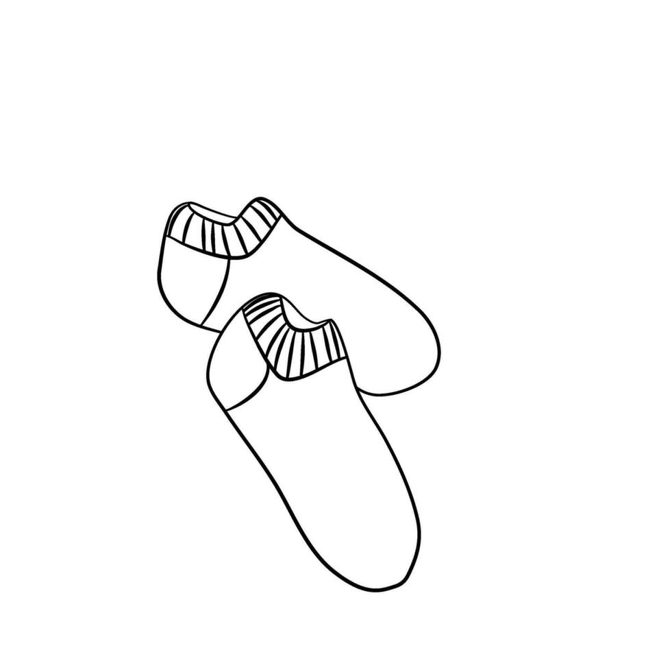 foot wearing socks line art vector illustration