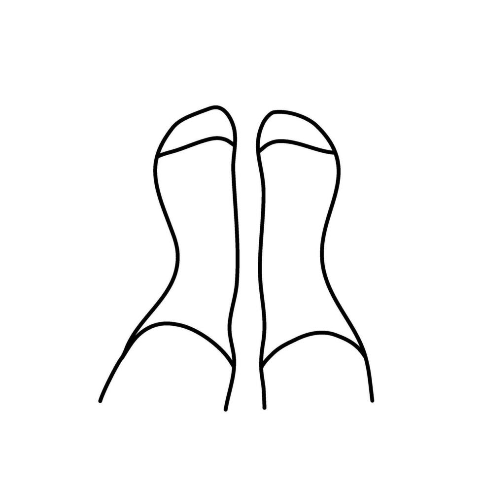 foot wearing socks line art vector illustration