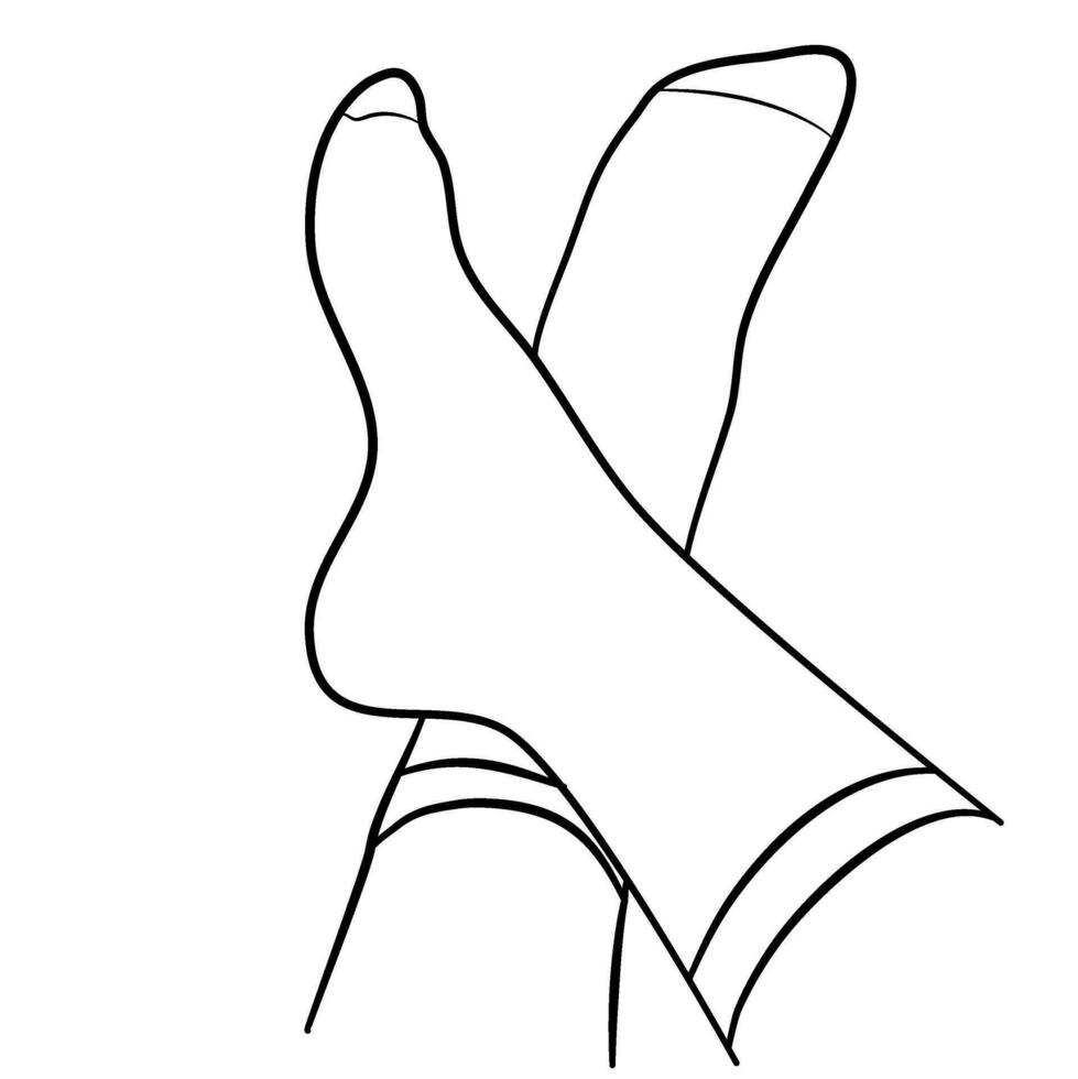 foot wearing socks line art vector illustration