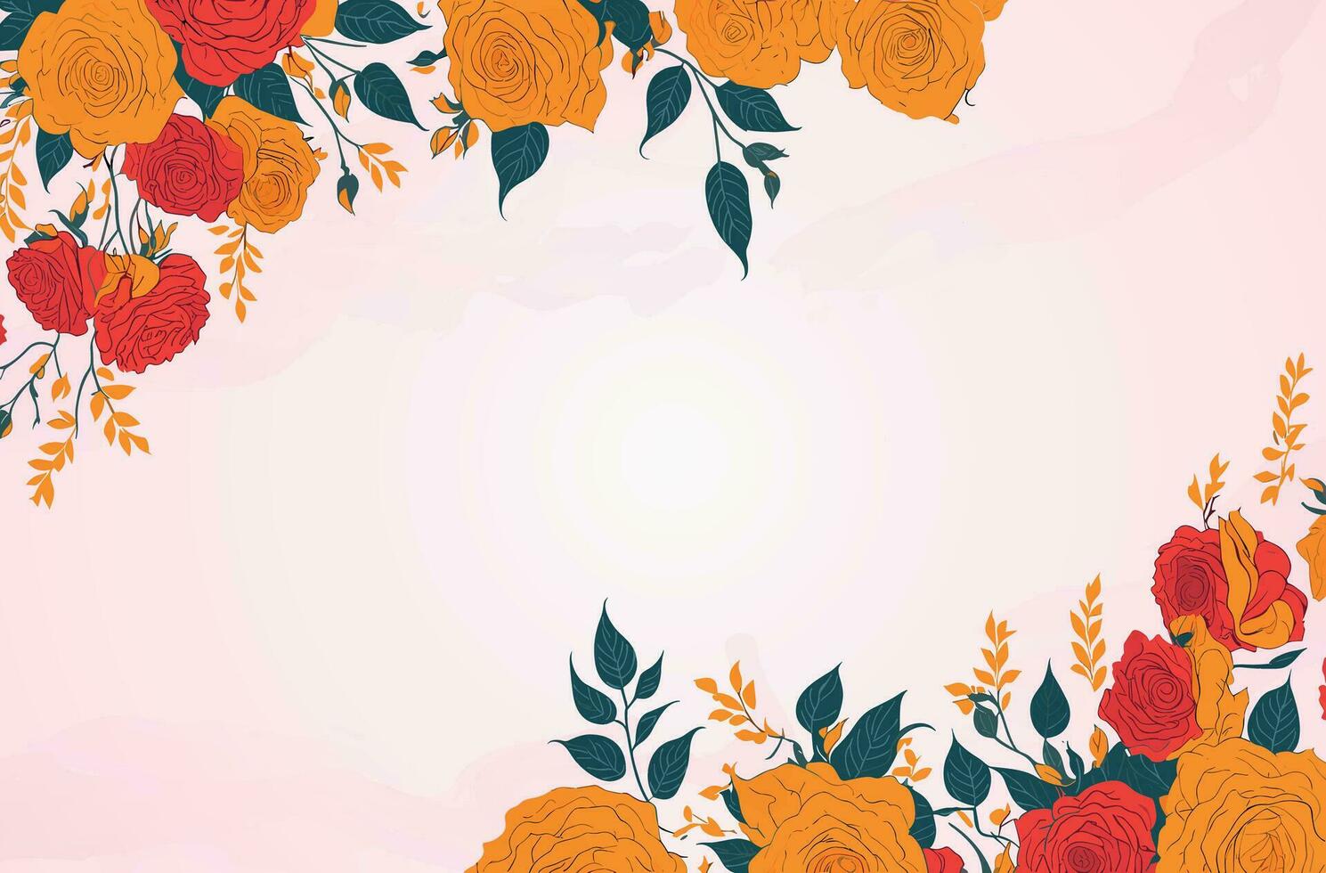 Watercolor Floral Background Design, With Flowers and Leaves and Branches vector