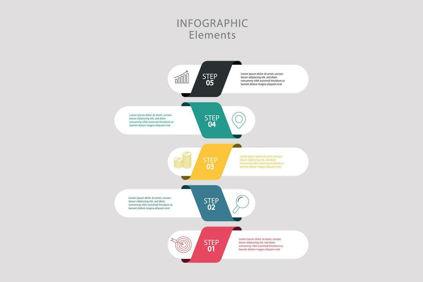 infographic form colorful numbers from 1 to 4 and text column vector illustration