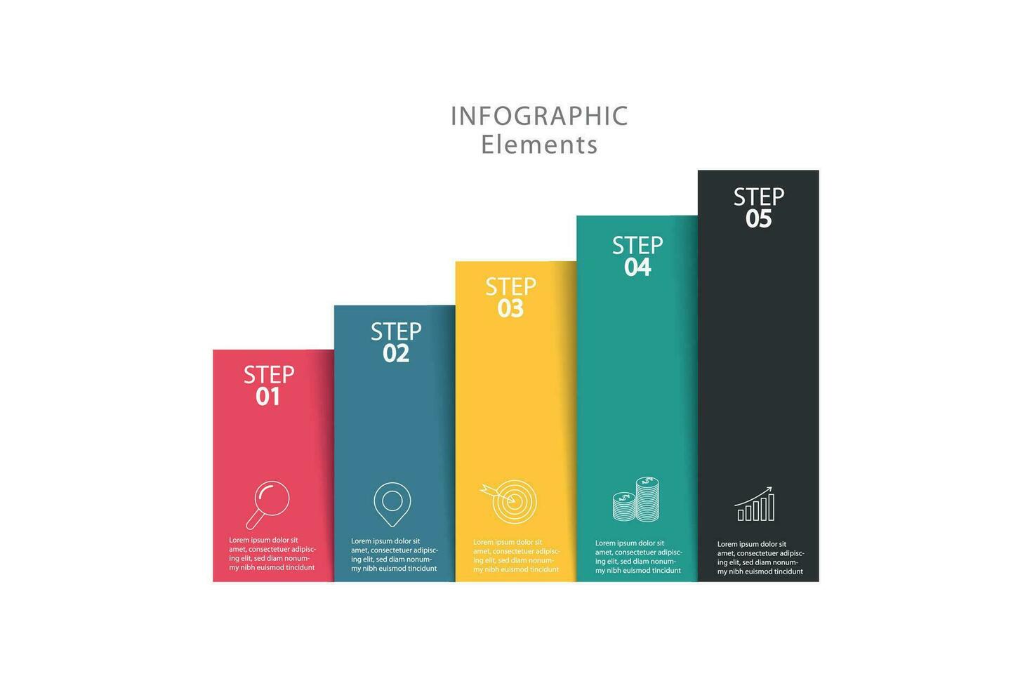 infographic form colorful numbers from 1 to 4 and text column vector illustration