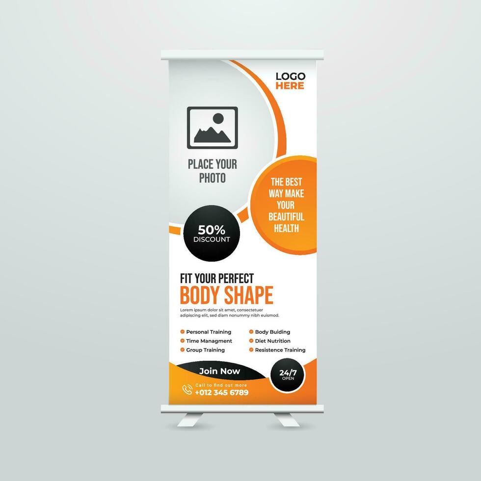 Modern and Creative Roll up Banner Template Design vector