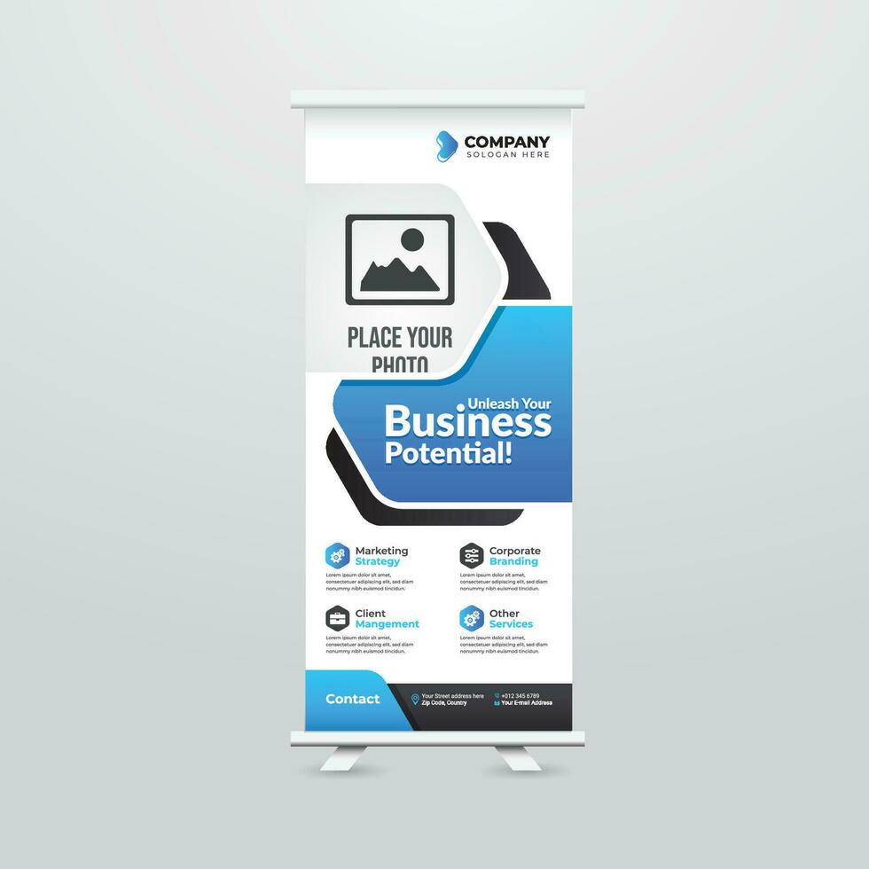 Modern and Creative Roll up Banner Template Design vector