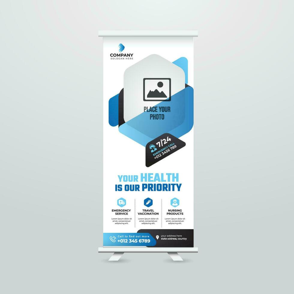 Modern and Creative Roll up Banner Template Design vector