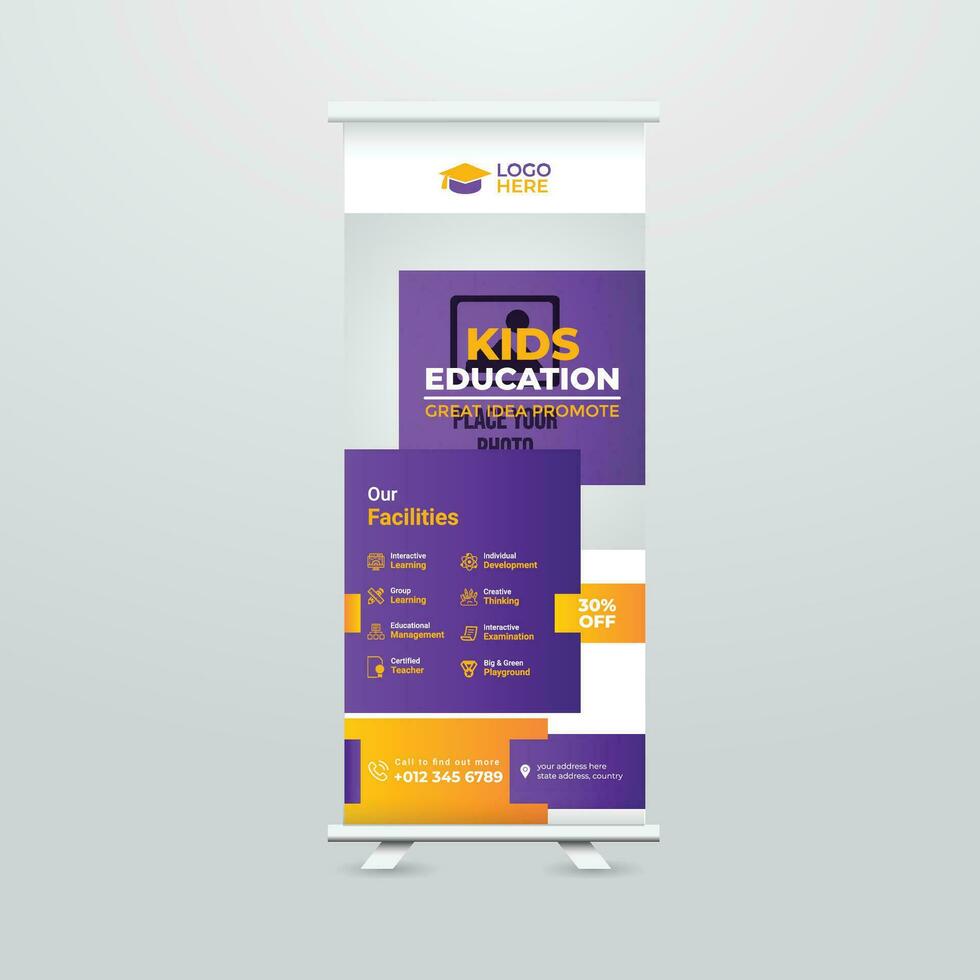 Modern and Creative Roll up Banner Template Design vector