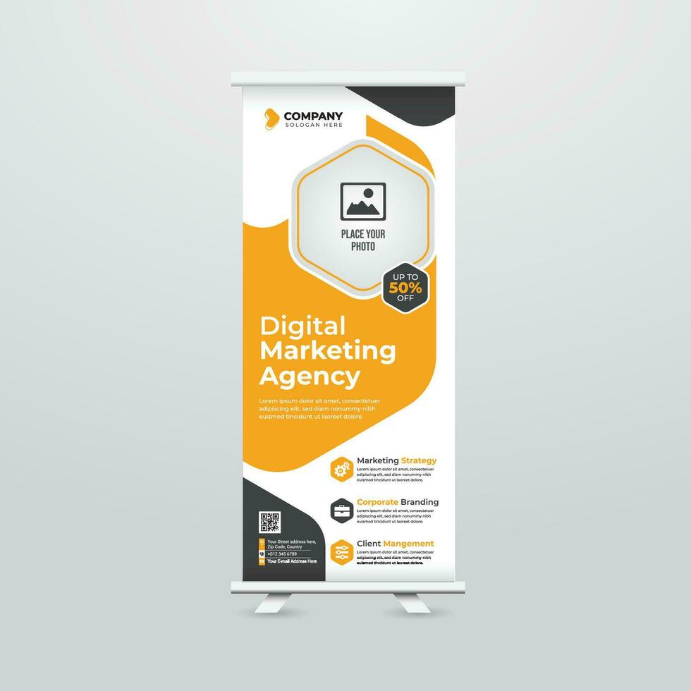 Modern and Creative Roll up Banner Template Design vector