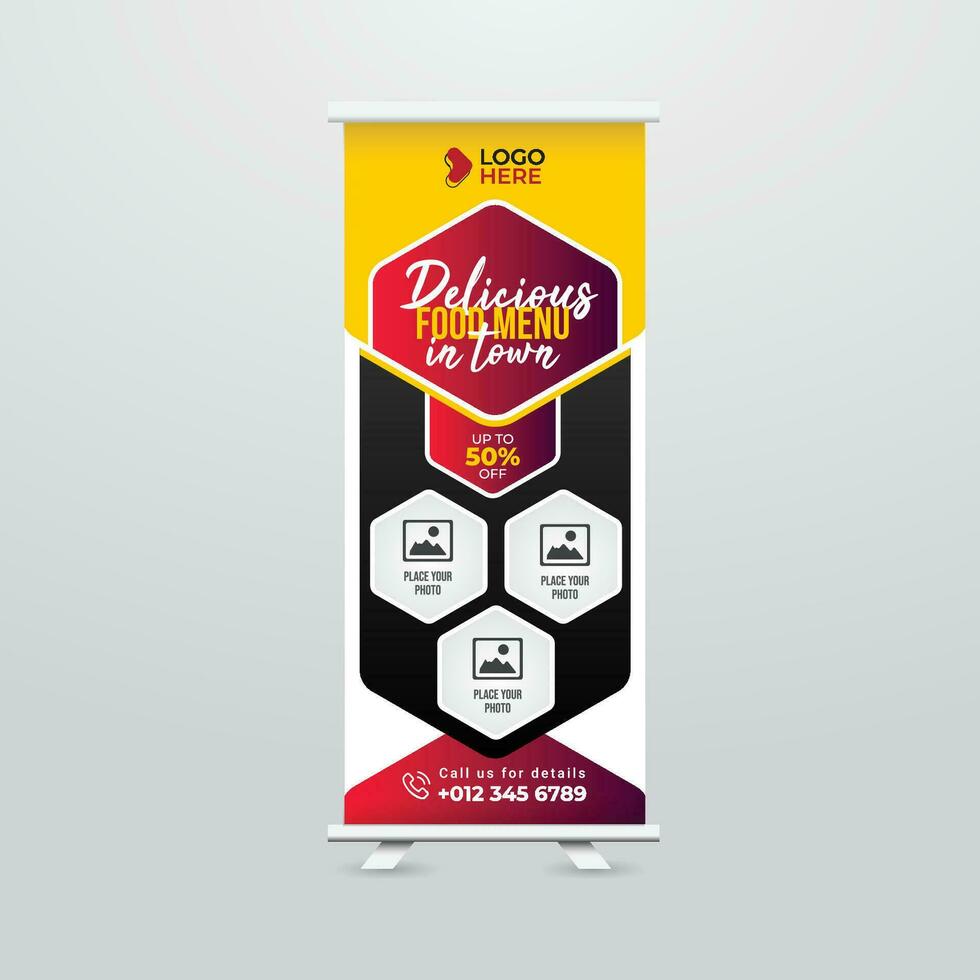 Modern and Creative Roll up Banner Template Design vector