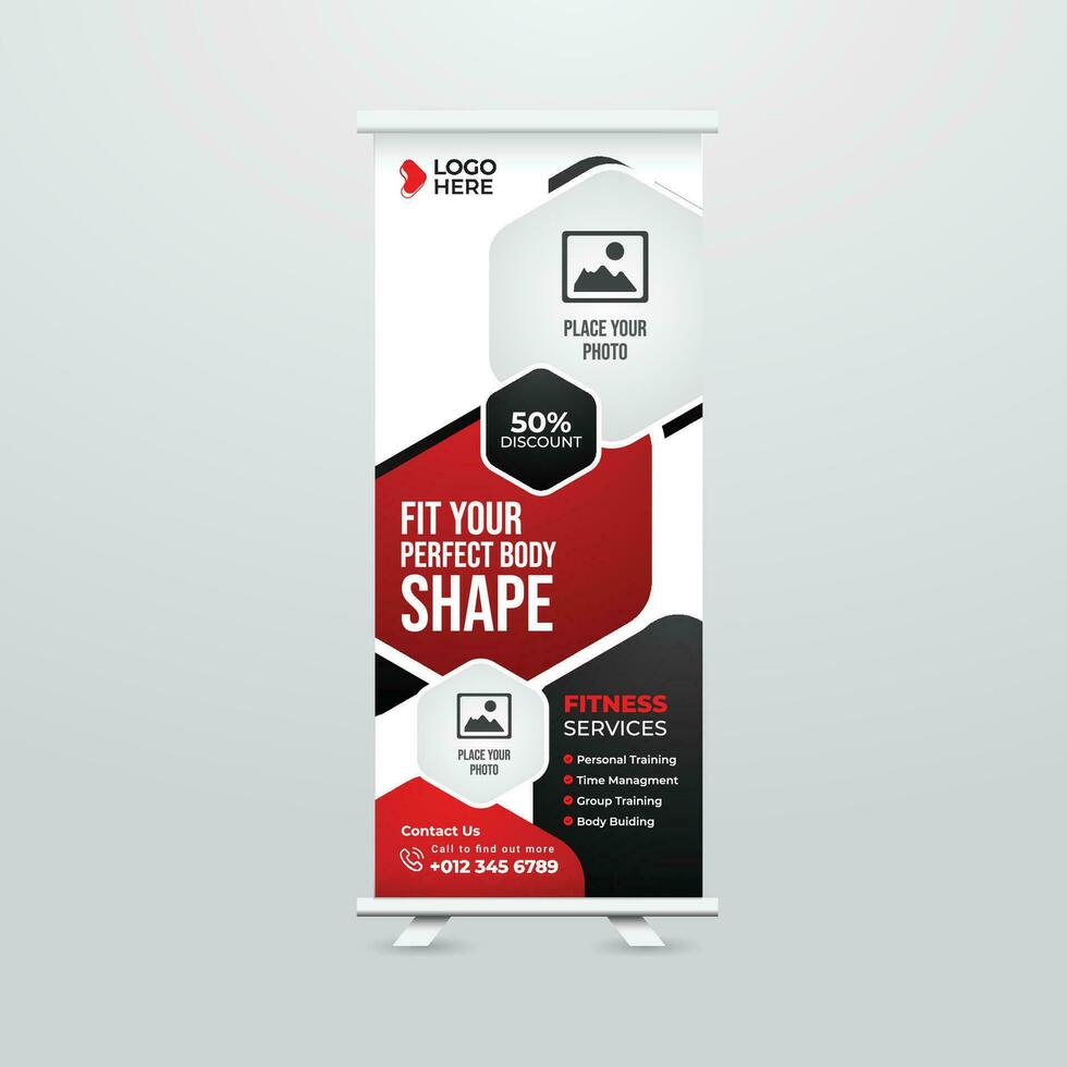 Modern and Creative Roll up Banner Template Design vector