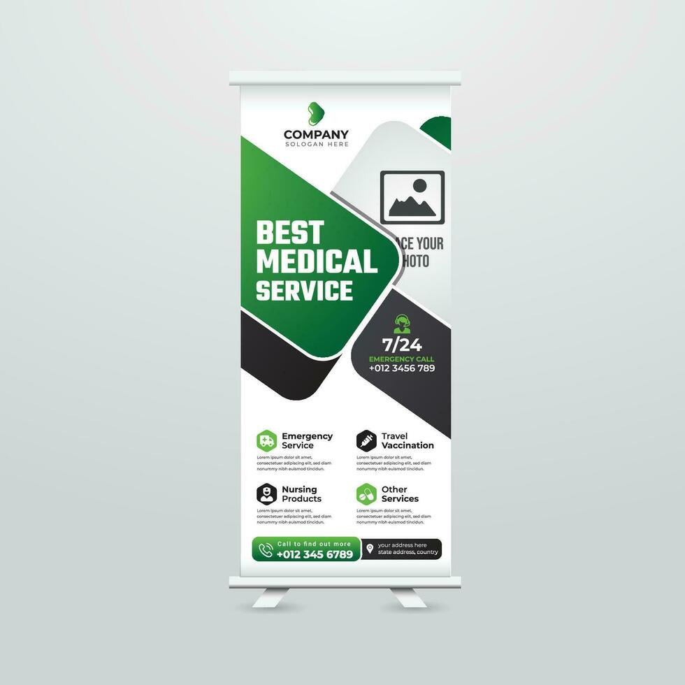 Modern and Creative Roll up Banner Template Design vector