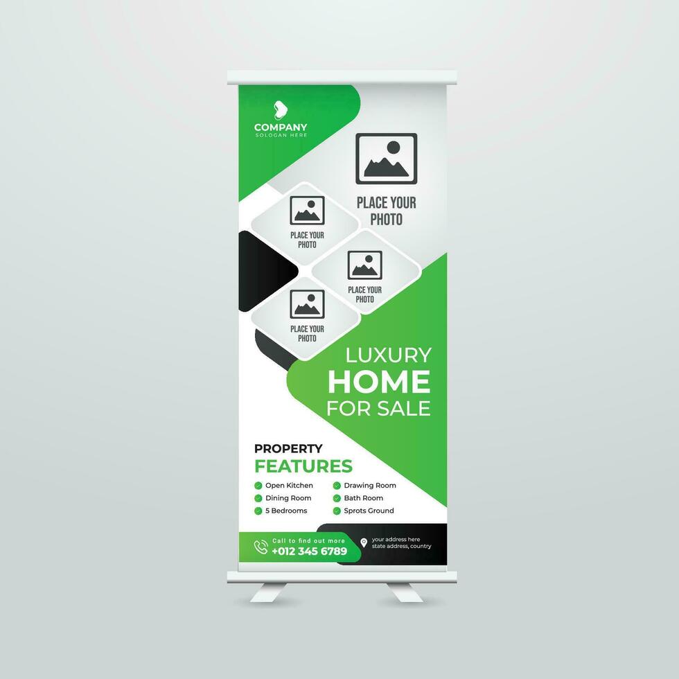 Modern and Creative Roll up Banner Template Design vector