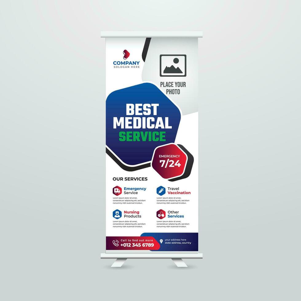 Modern and Creative Roll up Banner Template Design vector