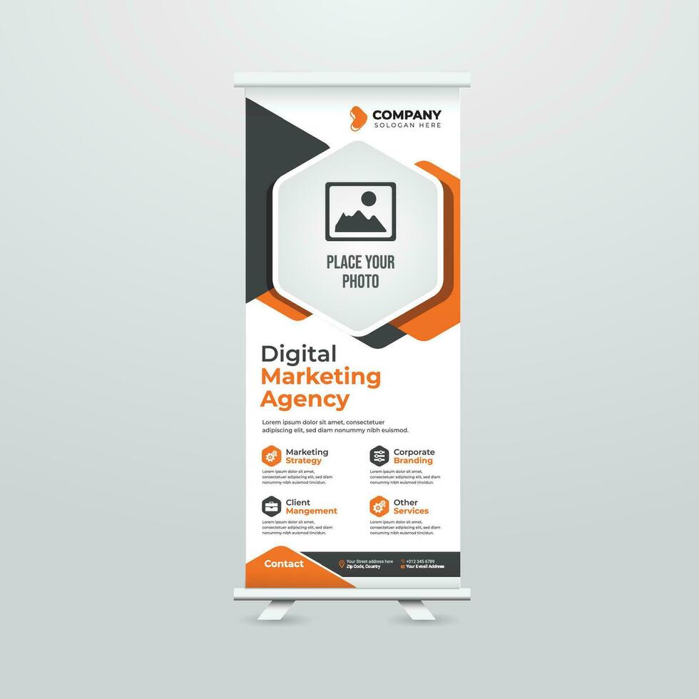 Modern and Creative Roll up Banner Template Design vector