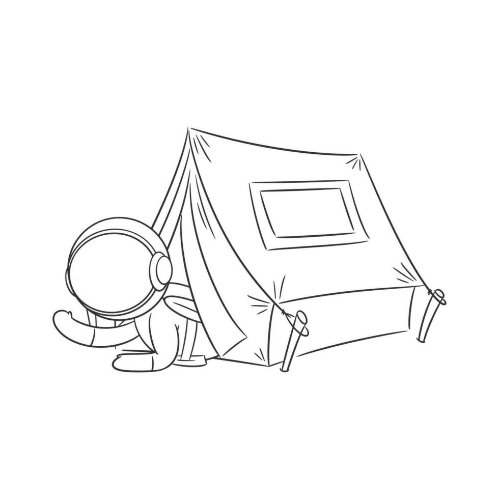 Astronauts are setting up tents for coloring vector