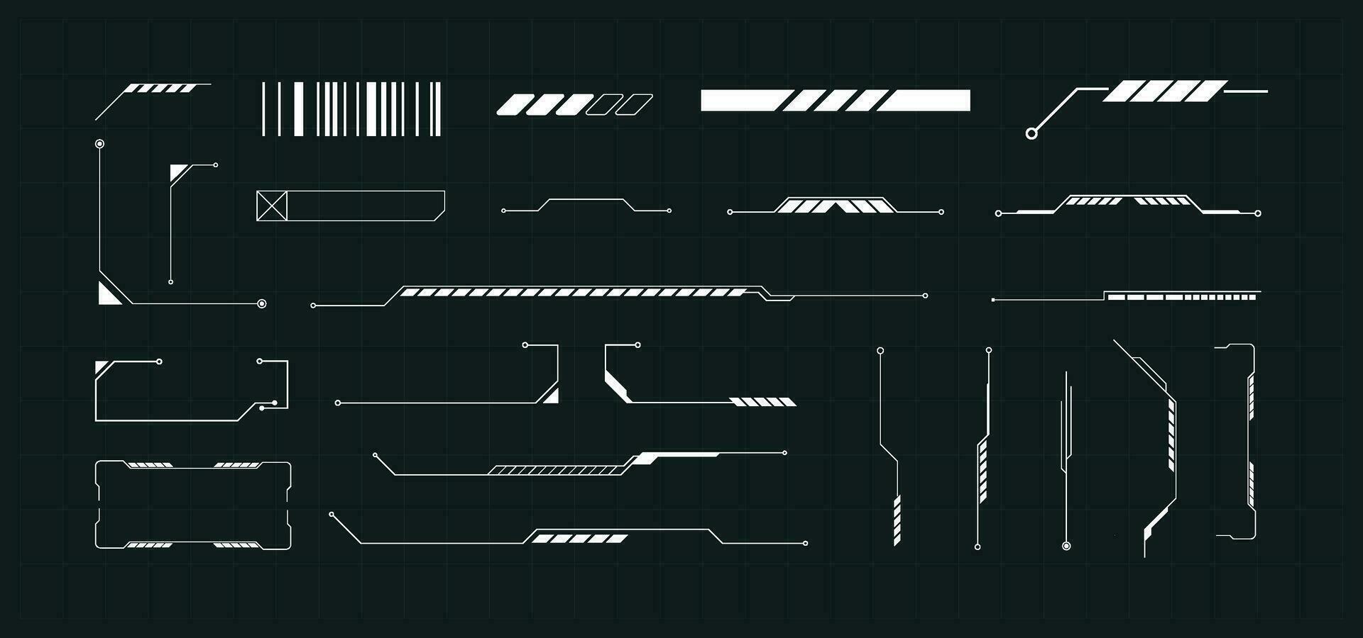 Sci-fi futuristic hud dashboard display virtual reality technology screen. Futuristic User Interface set. Statistics, data information infographic. Vector Illustration.