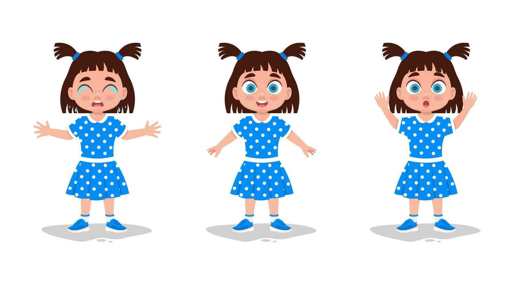 Set of cute girl emotions vector