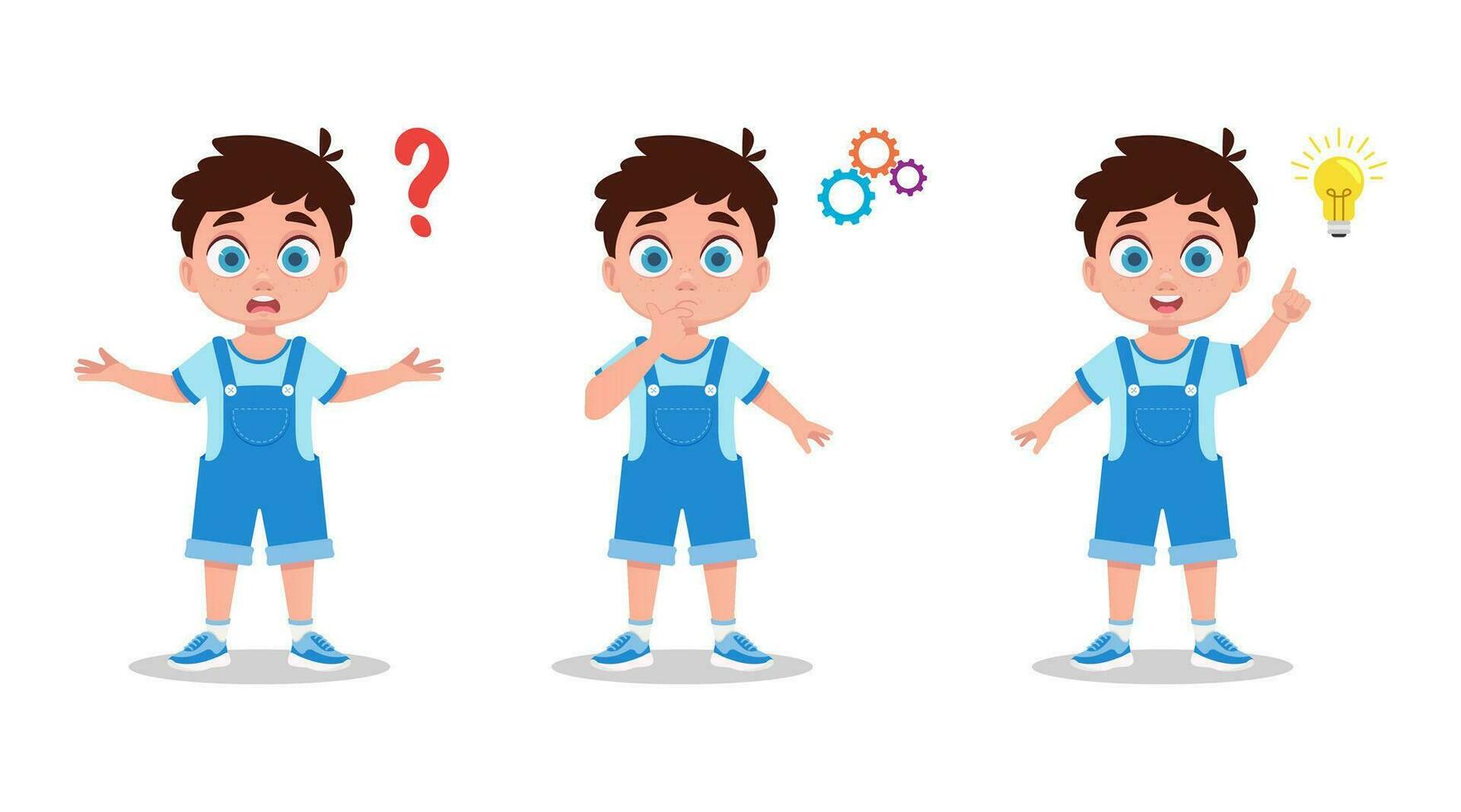 Curious boy illustration set vector