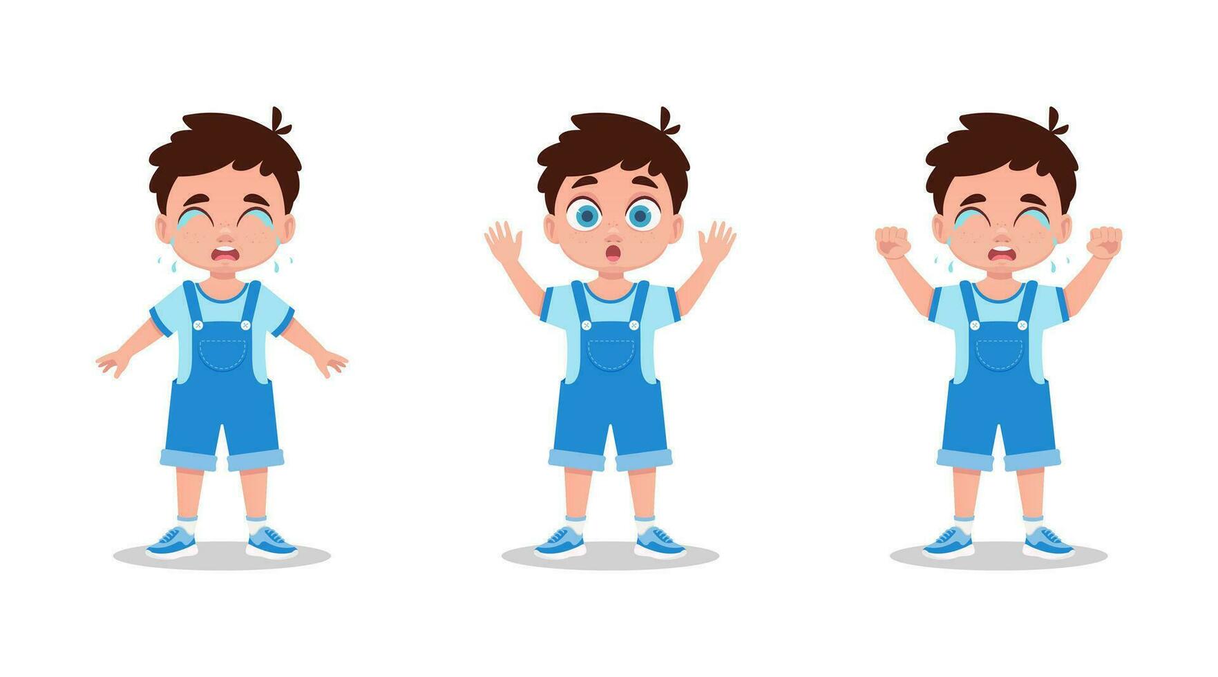 Set of cute boy emotions vector